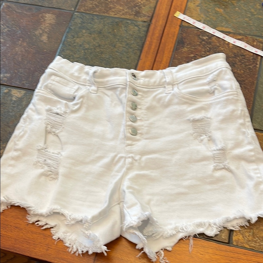 White Distressed Denim Shorts
